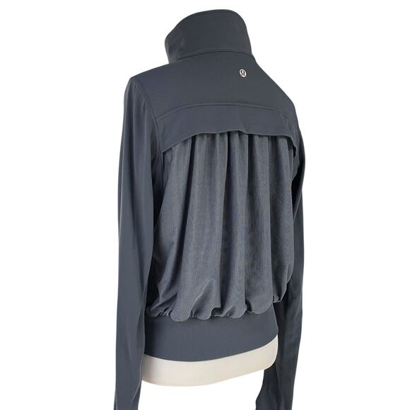LULULEMON Tadasana Get Started Draped Mesh & Luon Jacket Coal Gray Size 4 W4740S - Picture 1 of 11